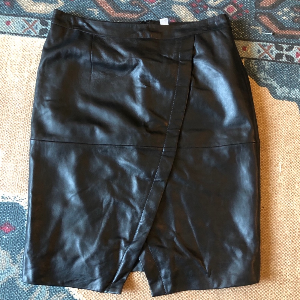 Nordstrom Halogen Asymmetrical Wrap Leather Skirt